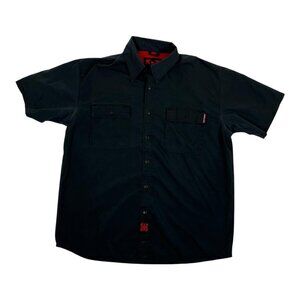 Independent Shirt Mens Large Black Skate Button Up Workwear Short Sleeve Logo